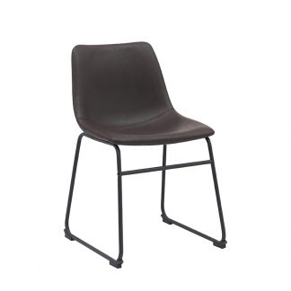 Eetkamerstoel Risto - Donkerbruin - Kunstleder - Zwart Metalen Frame 180122951