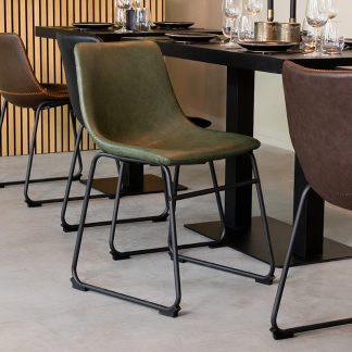 Eetkamerstoel Risto - Hunter - Kunstleder - Zwart Metalen Frame 180122950