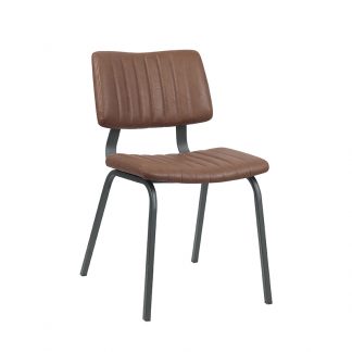 Eetkamerstoel Gusto - Bruin - Kunstleder - Zwart Metalen Frame 180122371