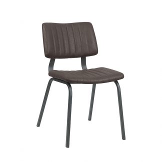 Eetkamerstoel Gusto - Donkerbruin - Kunstleder - Zwart Metalen Frame 180100288