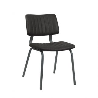 Eetkamerstoel Gusto - Zwart - Kunstleder - Zwart Metalen Frame 180122351