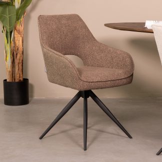 Eetkamerstoel Finley - Bruin - Boucle - Zwart Metalen Frame 180122941