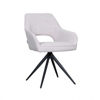 Eetkamerstoel Finley - Naturel - Boucle - Zwart Metalen Frame 180122942