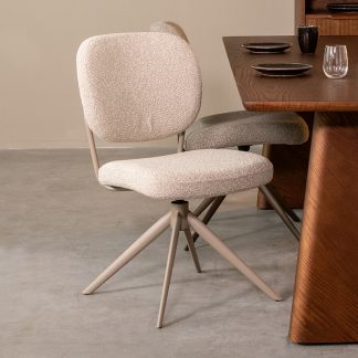 Eetkamerstoel Geneva - Naturel - Boucle - Taupe Metalen Frame 18099360