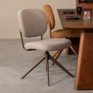 Eetkamerstoel Geneva - Mushroom - Boucle - Brons Metalen Frame 18099358