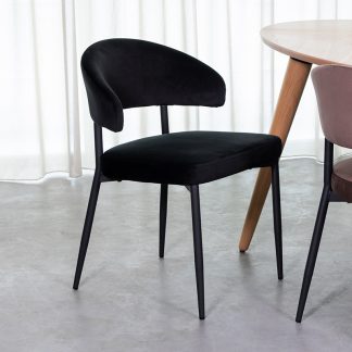 Eetkamerstoel Bliss - Zwart - Velvet - Zwart Metalen Frame 180123111