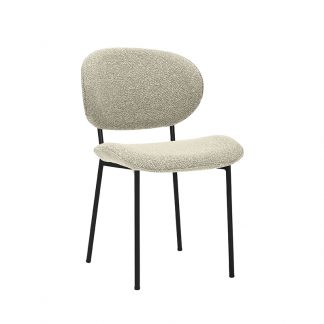 Eetkamerstoel Senn - Naturel - Boucle - Zwart Metalen Frame 180122905