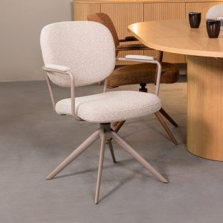 Eetkamerstoel Basel - Naturel - Boucle - Taupe Metalen Frame 18099997