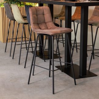 Barkruk Bistro - Taupe - Fluweel - Hoog 180122863