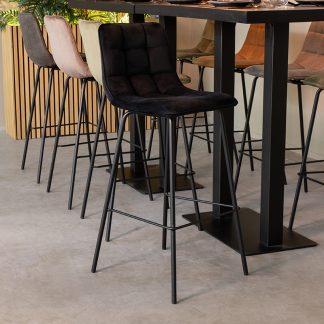 Barkruk Bistro - Zwart - Fluweel - Hoog 180122865