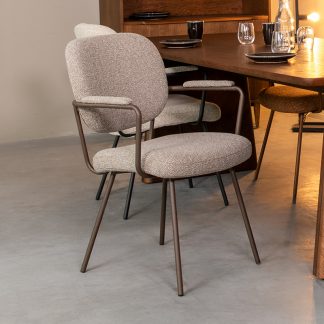 Eetkamerstoel Lausanne - Mushroom - Boucle - Brons Metalen Frame 18099990