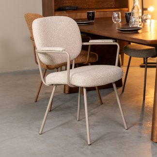 Eetkamerstoel Lausanne - Naturel - Boucle - Taupe Metalen Frame 18099992