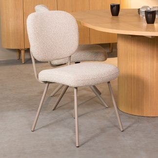 Eetkamerstoel Singapore - Naturel - Boucle - Taupe Metalen Frame 18099355