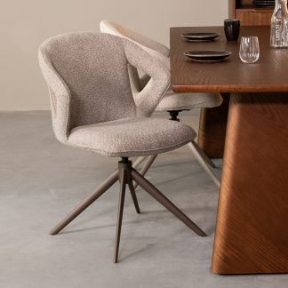 Eetkamerstoel Zurich - Mushroom - Boucle - Brons Metalen Frame 18099363