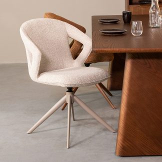 Eetkamerstoel Zurich - Naturel - Boucle - Taupe Metalen Frame 18099987