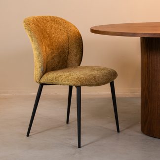 Eetkamerstoel Vino - Mustard - Chenille - Zwart Metalen Frame 180122913