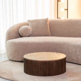 Salontafel Ribble - Espresso - Travertin - 70 cm - Rond 180122816