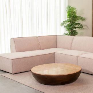 Salontafel Bowl - Espresso - Travertin - 90 cm - Rond 180122814