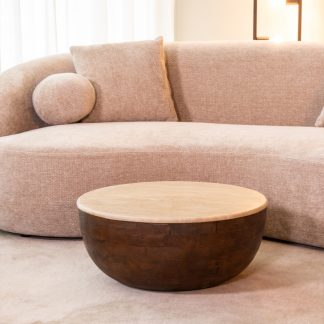 Salontafel Bowl - Espresso - Travertin - 70 cm - Rond 180122815