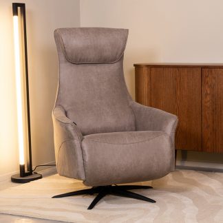 Fauteuil Lund - Taupe - Kunstleder - 2-Motorig - Met Massagefunctie 18011520