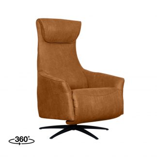 Fauteuil Lund - Cognac - Kunstleder - 2-Motorig - Met Massagefunctie 18010052