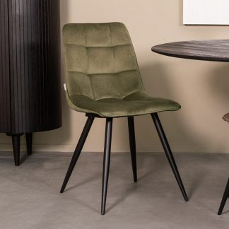 Eetkamerstoel Bistro - Hunter - Velvet - Zwart Metalen Frame 180122873