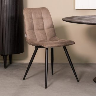 Eetkamerstoel Bistro - Taupe - Kunstleder - Zwart Metalen Frame 180122877