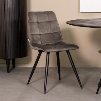 Eetkamerstoel Bistro - Taupe - Velvet - Zwart Metalen Frame 180122872