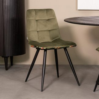 Eetkamerstoel Bistro - Hunter - Velvet - Zwart Metalen Frame 180122871