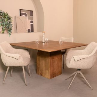 Eetkamertafel Ingo - Nature Smooth - Mangohout - 130 cm - Vierkant 180122841