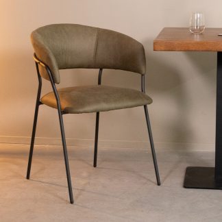 Eetkamerstoel Luuk - Moss - Kunstleder - Zwart Metalen Frame 180122893