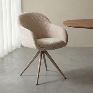 Eetkamerstoel Fiby - Naturel - Chenille - Taupe Metalen Frame 180122683