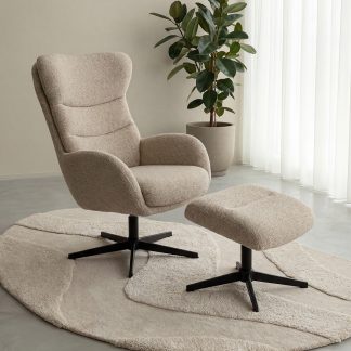 Fauteuil Malmo - Naturel - Boucle - Incl. Hocker 180122734