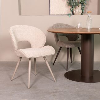 Eetkamerstoel Sakura - Naturel - Boucle - Taupe Metalen Frame 180154333