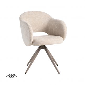 Eetkamerstoel Lela - Naturel - Chenille - Taupe Metalen Frame 180123084