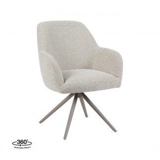 Eetkamerstoel Sayuri - Naturel - Boucle - Taupe Metalen Frame 180122708