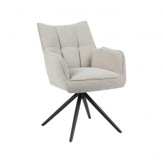 Eetkamerstoel Amalfi - Naturel - Boucle - Zwart Metalen Frame 180122418