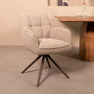 Eetkamerstoel Amalfi - Mushroom - Boucle - Brons Metalen Frame 180122417