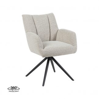 Eetkamerstoel Padua - Naturel - Boucle - Zwart Metalen Frame 180122415