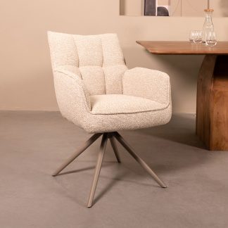 Eetkamerstoel Amalfi - Naturel - Boucle - Taupe Metalen Frame 180122419