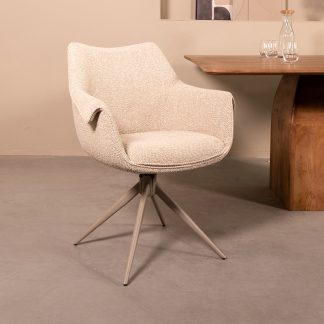 Eetkamerstoel Narumi - Naturel - Boucle - Taupe Metalen Frame 180122766