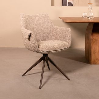 Eetkamerstoel Narumi - Mushroom - Boucle - Brons Metalen Frame 180122765