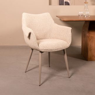 Eetkamerstoel Mirai - Naturel - Boucle - Taupe Metalen Frame 180122768