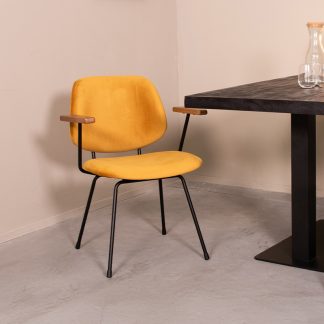 Eetkamerstoel Gastron - Oker - Velvet - Zwart Metalen Frame 180122779