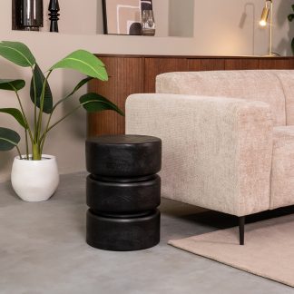 Bijzettafel Milly - Zwart - Mangohout - 35 cm - Rond 180122698