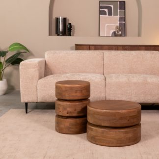Bijzettafel Milly - Nature Smooth - Mangohout - 35 cm - Rond 18011624
