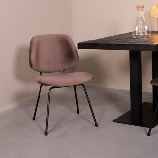 Eetkamerstoel Bello - Taupe - Velvet - Zwart Metalen Frame 180122787