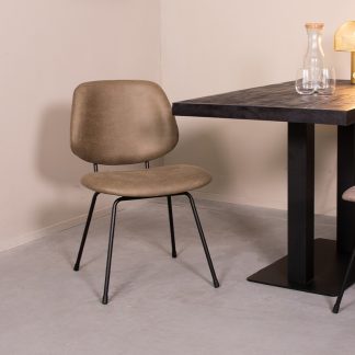 Eetkamerstoel Bello - Moss - Kunstleder - Zwart Metalen Frame 180122790