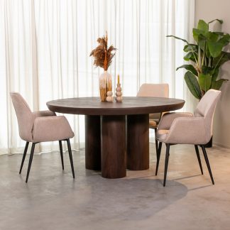 Eetkamertafel Olly - Espresso - Mangohout - 150 cm - Rond 18010977