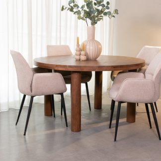 Eetkamertafel Elly - Nature Smooth - Mangohout - 140 cm - Rond 18011476